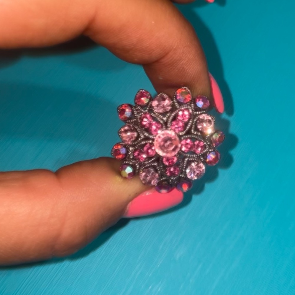 Pink flower ring - adjustable 💍💕 - Picture 3 of 7